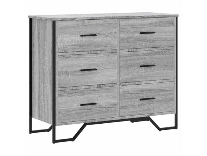 Kommode Grau Dab Sonoma 91x35,5x74,5cm mit Schubladen Holzwerkstoff, feuchtigkeitsbeständig, Tischplatte für Dekoration, Schlafzimmer, Wohnzimmer, Diele, stabile Konstruktion
