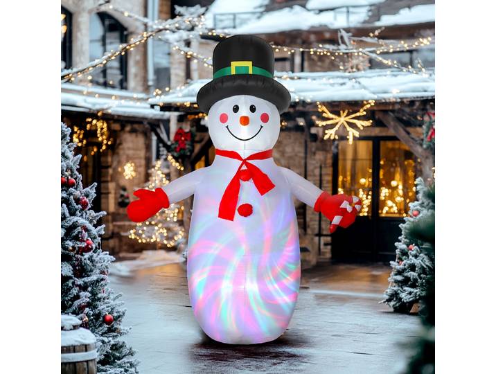 Outsunny Bonhomme de Neige Gonflable 240cm LED Multicolore Noël