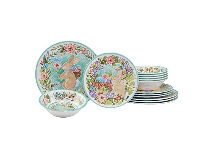 Certified International Joy Of Easter Melamin-Geschirr-Set, 12-teilig, mehrfarbig
