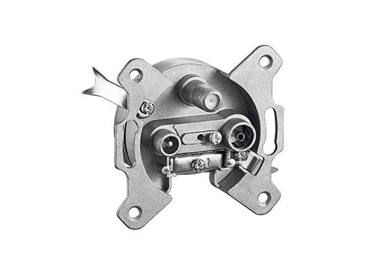 Goobay 67046 SAT antennecontactdoos / 3 gaten antennekabel aansluiting doorgangsdoos/SAT stopcontact voor kabeltelevisie/coax stekker naar bus/multimediadoos