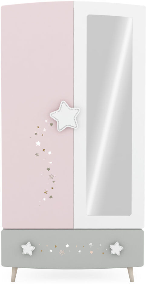 Isabelle & Max Vandalia 2 Door Wardrobe White Pink Grey 187cm H X 95cm W X 51.6cm D