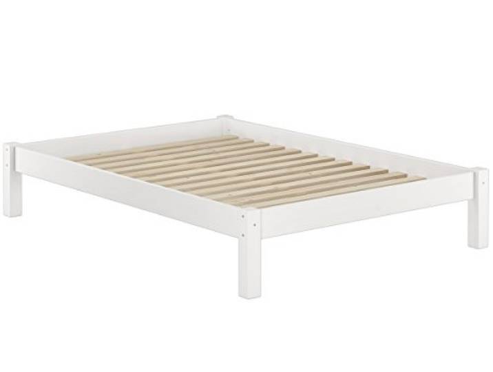 Erst-Holz®Bettgestell Kiefer Massiv Holz in Weiß 120 x 200 cmRollrost inkl.