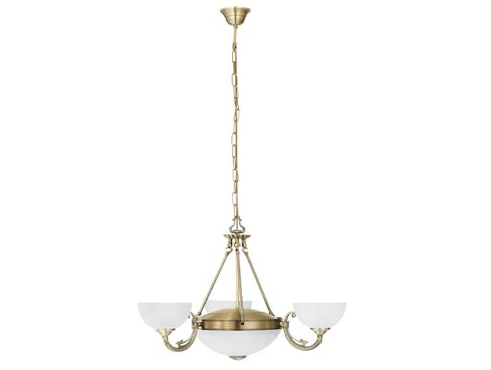 EGLO Pendelleuchte Savoy, 5 flammige Hängelampe Vintage, Rustikal Hängeleuchte aus brüniertem Metallguss, satiniertem Glas in Weiß, Esstischlampe, Wohnzimmerlampe hängend mit E14 und E27