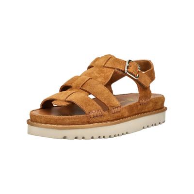 Riemchensandale PAUL GREEN "Paul Green Sandalen Veloursleder", Damen, Gr. 41, Leder, braun (caramel), Veloursleder, Schuhe Riemchensandale