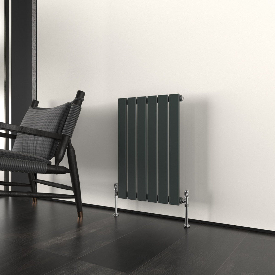 Ebern Designs Flat Panel Central Heating Designer Radiator Anthracite 60cm H x 40.8cm W x 4.6cm D