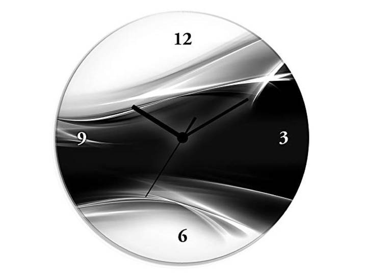 ARTLAND Wanddeko Wanduhr ohne Tickgeräusche Glas Quarzuhr Ø 30 cm Rund Lautlos Design Abstrakt Kunst Modern Ausgefallen Kreativ T9EW