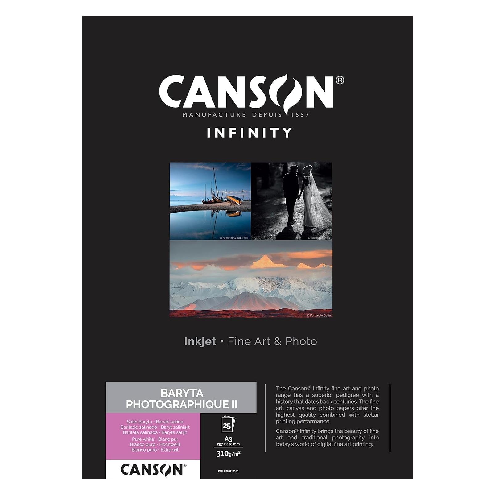 Canson Infinity Baryta Photo II A3 310 g/m2 25 Blatt (297 x 420 mm) (310 g/m², A3, 25 Stk.) (C400110550)