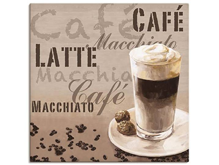 ARTLAND Wanddeko Leinwand Bilder Wandbild 70 x 70 cm Ernährung Genuss Getränke Kaffee Mixed Media Creme A5SZ Kaffee Latte Macchiato