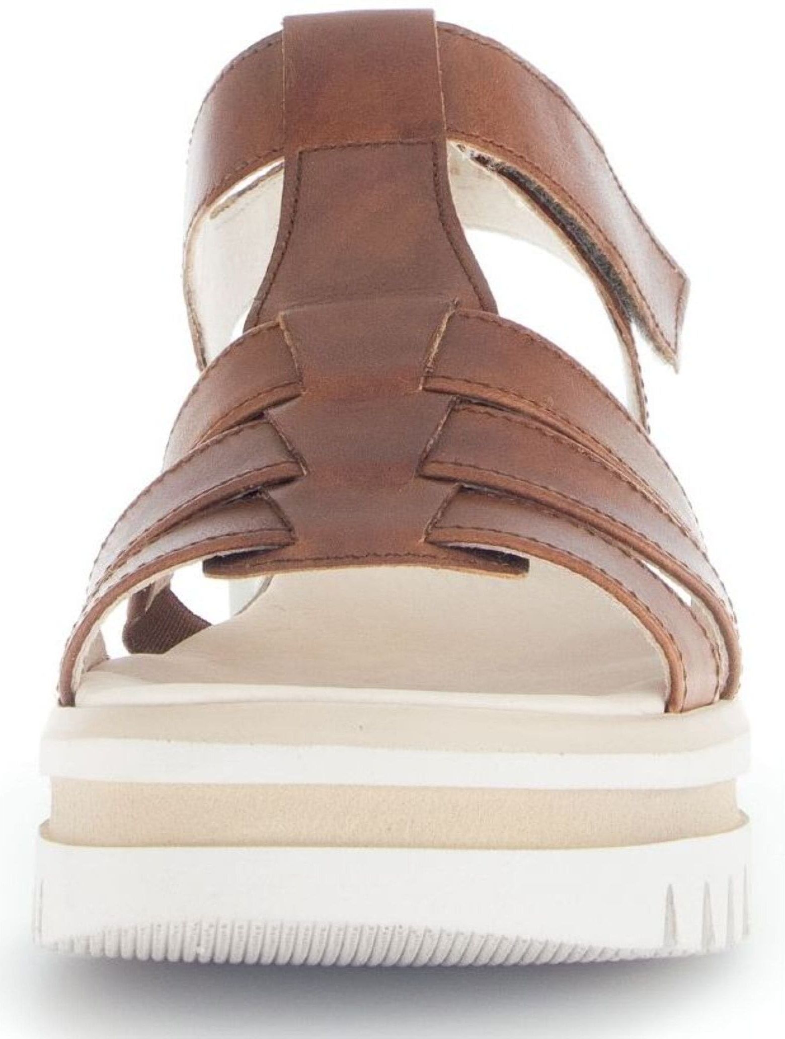 Keilsandalette GABOR "Gabor Sandalen Leder", Damen, Gr. 38, camel, Leder, Schuhe