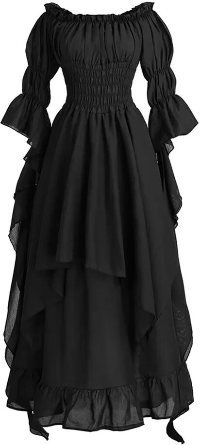 INF Viktorianisches Renaissance Gothic Cosplay Kleid - Mittelalterliches Hochzeitskleid XL Schwarz