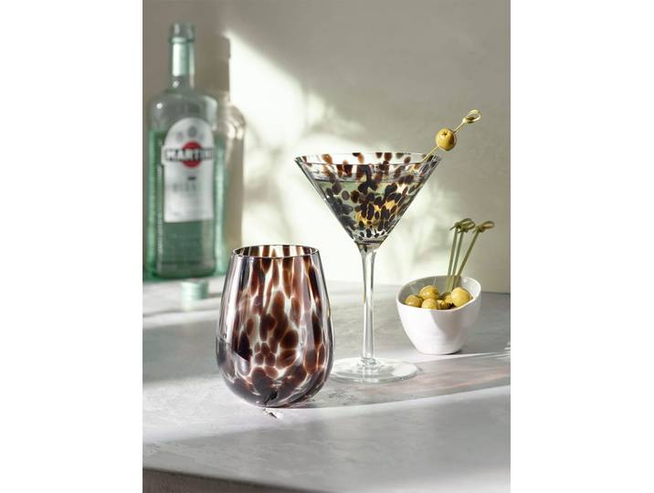 Gläser-Set, braun (braun, schwarz), B:12,5cm H:18cm, Glas, Trinkgefässe, Gläser-Set
