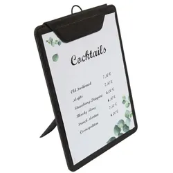 Sigel Speisekarten-Klemmbrett mit Leinenstruktur A5 schwarz, 16.5x23.5 cm