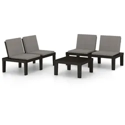 vidaXL 3-tlg. Garten-Lounge-Set mit Kissen Kunststoff Grau