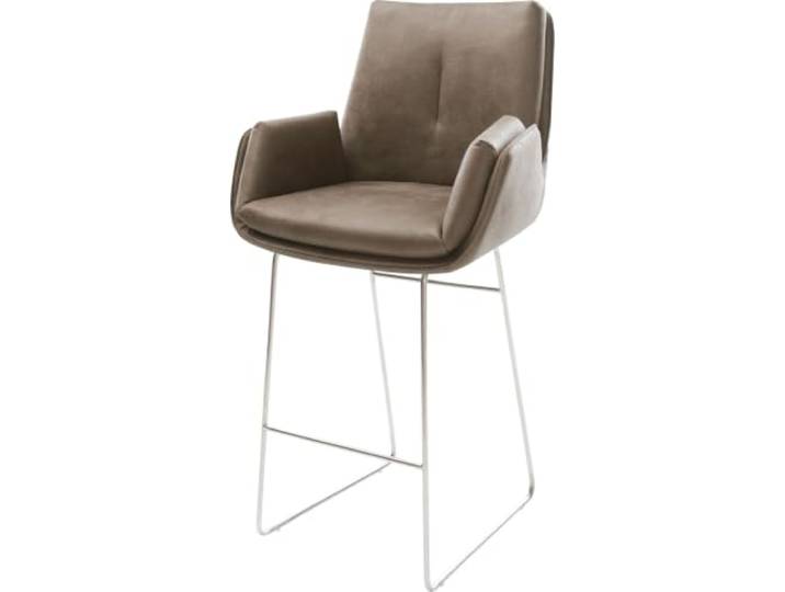 DELIFE Barstuhl Clea-Flex Kufengestell Edelstahl Silberfarben Mikrofaser Taupe Vintage