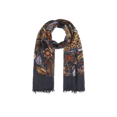 Modetuch CODELLO "Codello Schal", Damen, blau, Obermaterial: 100% Wolle WO., bunt, Modetücher, mit Leomuster