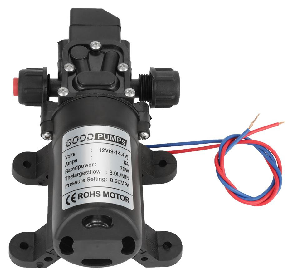 Gistuch Waterdruk-membraanpomp, 12V DC, 70W, 6 liter per minuut, 0,9 MPa, Zelfaanzuigend