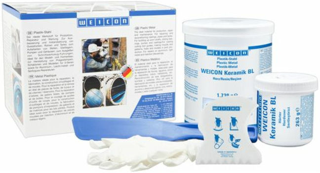WEICON Keramik BL, mineralisch gefülltes Epoxidharz-System für extremen Verschleißschutz und hohe Abriebfestigkeit, 2 kg, blau (10400020)