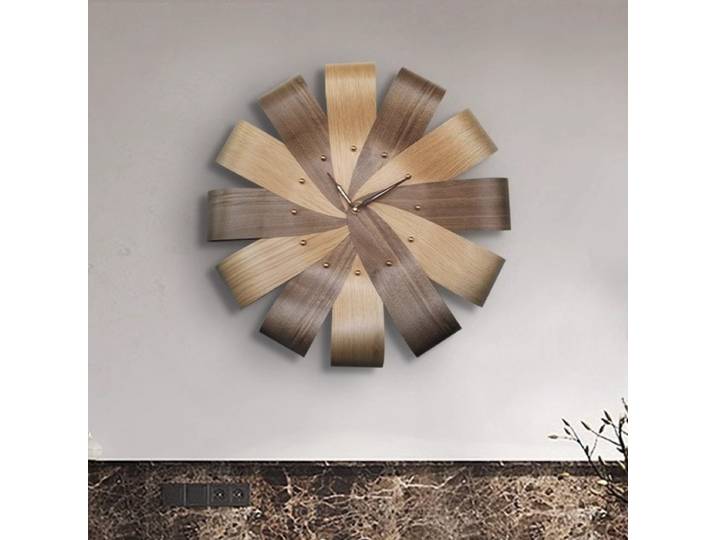 Horloge murale en bois massif, style pétales, salon, restaurant, horloge numérique, horloge murale, bureau, horloge murale silencieuse, décoration intérieure