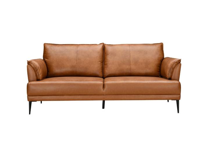 Mid.you 2-Sitzer-Sofa, Cognac, Metall, Echtleder, Rindleder, 195x87x90 cm, Wohnzimmer, Sofas & Couches, Ledersofas