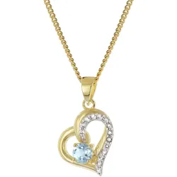 trendor 21196 Damen Herzanhänger 333 Gold mit Topas an vergoldeter Halskette, 45 cm
