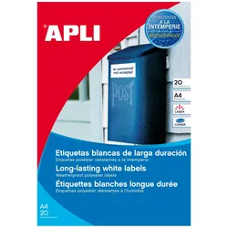 Agipa, Etiketten, Wetterfeste Folien-Etiketten, 99,1 x 67,7 mm, weiá