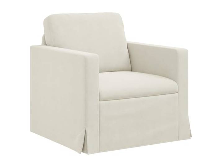 KUTYWEXFM Sessel Samt Modernes Einzelsofa Polstersessel Creme 78x78x80cm Modulares Design für Flexibilität im Wohnzimmer und Schlafzimmer, inklusive Armlehnen aus Holzwerkstoff und Metallgestell.