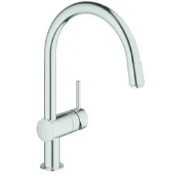 Grohe Spültischeinhebelmischer Minta supersteel, ausziehbarer Auslauf