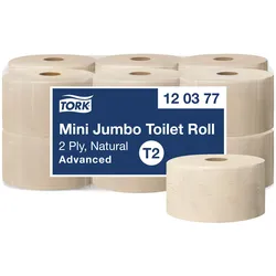 Tork, Toilettenpapier, Toilettenpapier Jumbo Mini T2 170 m 2-lagig Natur,12 rl/krt (12 Stk.)
