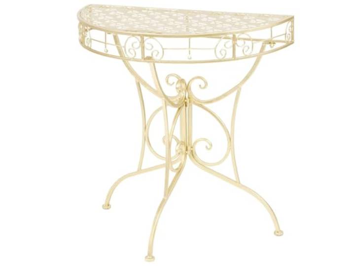 GHVBNMF Beistelltisch Halbrund Metall Gold 72x36x74 cm Vintage Eleganter Konsolentisch aus robustem Metall in Gold für Flur und Wohnzimmer. Platzsparendes Design mit Verzierung.