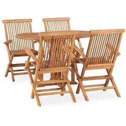 vidaXL 5-tlg. Garten-Essgruppe Klappbar Massivholz Teak