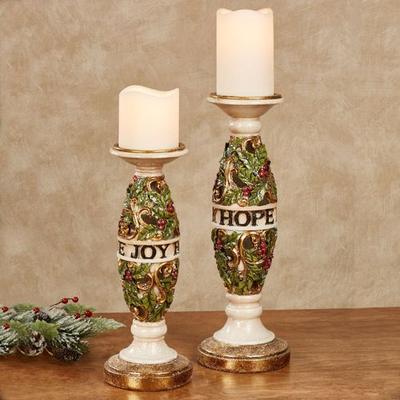 Touch of Class Love Joy Hope Candleholders Ivory Set of Two, Set of Two, Ivory