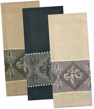 DII Design Imports Assorted Fleur De Lis Jacquard Dishtowel (Set of 3)