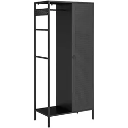 Helloshop26 - Kleiderschrank mit Regal 180 x 80 x 45 cm Schlafzimmeraufbewahrung mit 4 Regalböden schwarzer Stahl