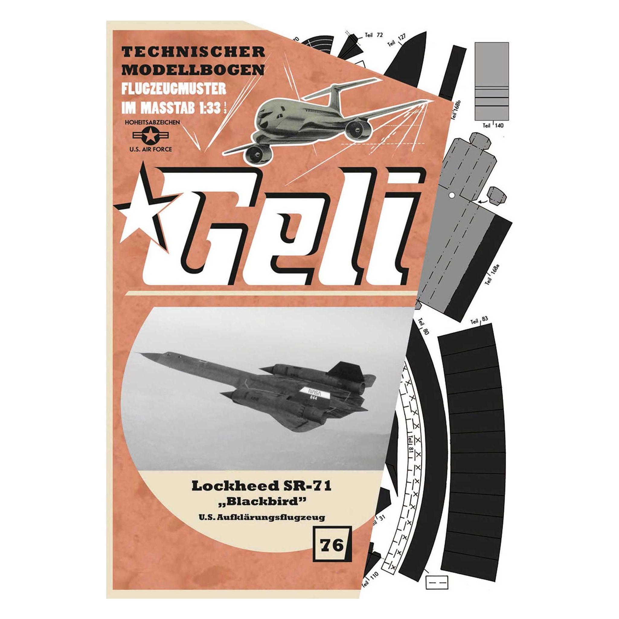 Geli lockheed sr-71 blackbird mattschwarz kartonmodell (Motorflugzeug) (34076)