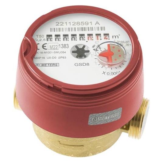 B Meters HOT WATER METER DN15 8CM 2.5M3/H R100 (Durchlaufpumpe) (33046025)