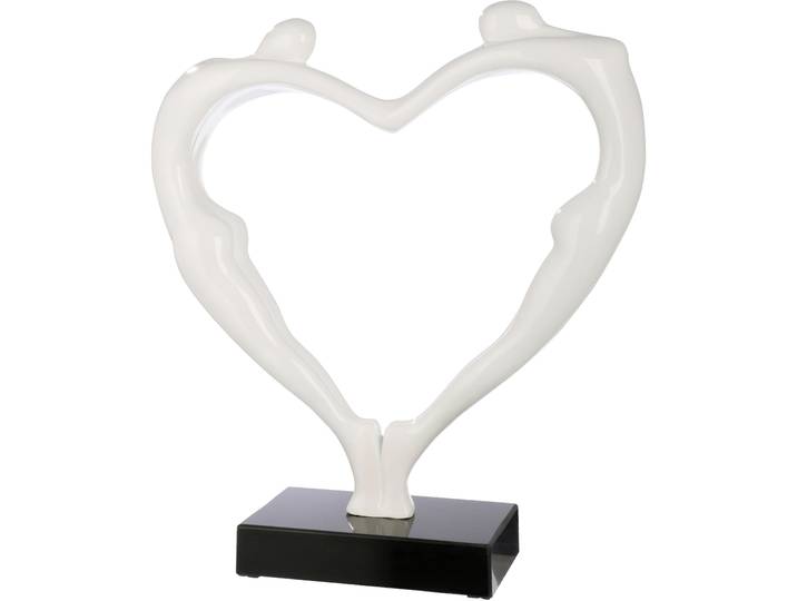 Dekofigur CASABLANCA BY GILDE Skulptur Herzpaar , weiss (weiß), B:49cm H:55cm T:15cm, Kunstharz, Marmor, Dekofiguren, Dekofigur