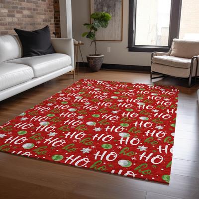Addison Rugs Machine Washable Indoor/ Outdoor Vhristmas Ho Ho Ho Chantille Rug