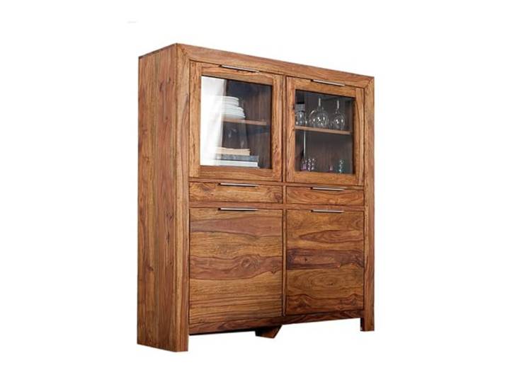 invicta INTERIOR riess-Ambiente.de Massives Design Highboard Pure Sheesham Holz Stone Finish 140cm Schrank Board Wohnzimmer Esszimmer Vitrine