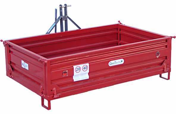 Benne 3 points pour tracteur GeoTech TRP 200 - Basculante - 3 ridelles ouvrables