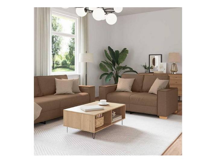 LuxusKollektion Sofa Sofa 3 2 Sitzer Braun Stoff 2-Sitzer+3-Sitzer Braun