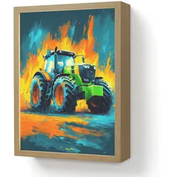 NACHTTISCHLAMPE MIT AKKU Abstrakt - Traktor - Grün 30x40 cm