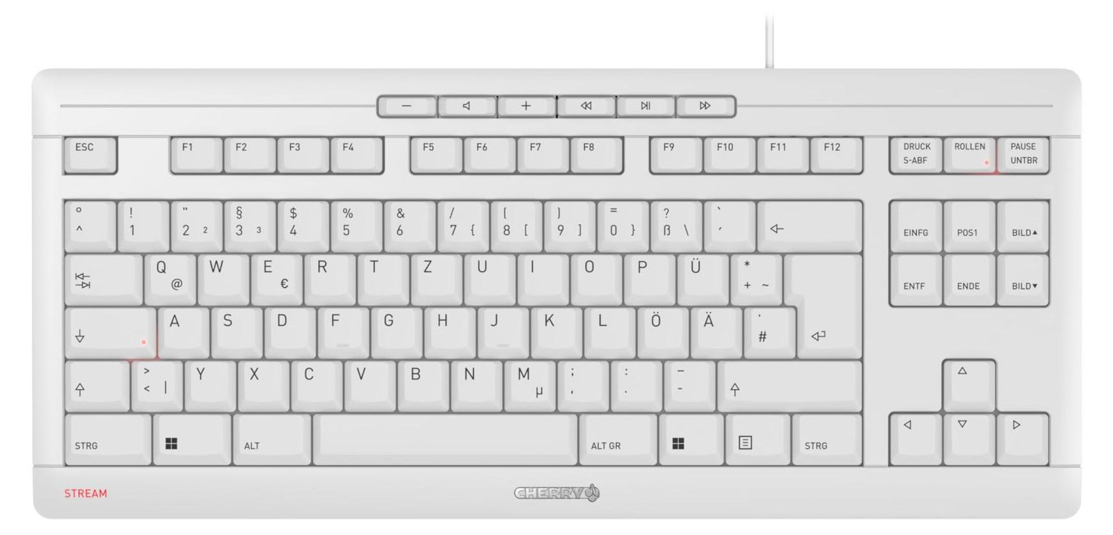 Cherry JK-8600DE-0 TAS Stream Keyboard TKL Corded DE-Layout Grijs