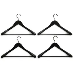 HAY, Kleiderbügel, - Smooth Coat Hanger - Wide Black - Set of 4 w/bar (4x)