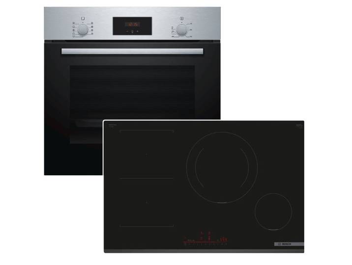 BOSCH Backofen-Set Teleskopauszug + Induktionskochfeld Booster Home Connect autark 80cm
