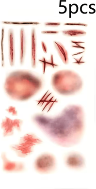 Inspire Curations Halloween Scar Temporary Tattoo Stickers Scar Temporary Tattoos Waterproof Blood FX For Cosplay & Halloween c 5pcs