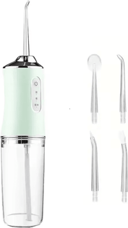 Inspire Curations AquaJet Pro Portable Water Flosser Rechargeable 4 Nozzle Dental Irrigator With 3 Modes green