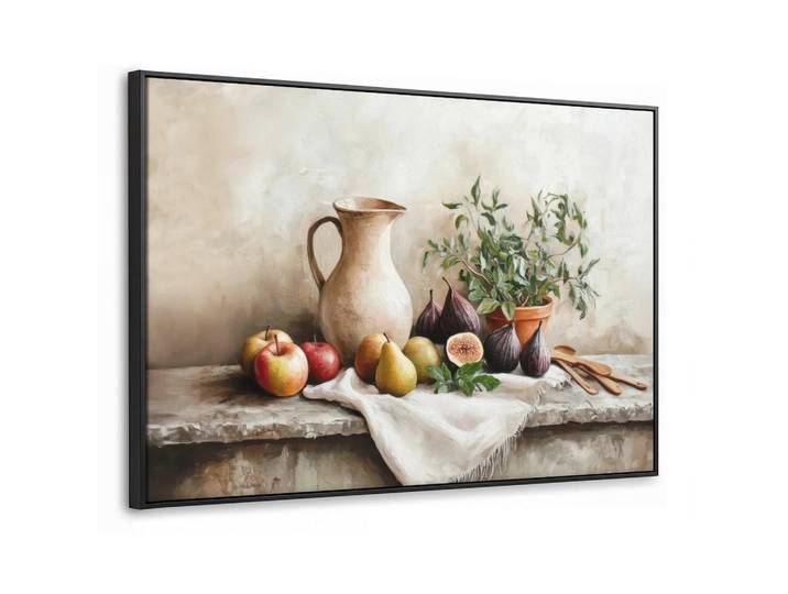 MuchoWow Leinwand Bilder mit Rahmen - Obst - Kräuter - Ländlich - 90x60, Naturfarben, Rechteckig, 90x60 cm, gerahmt, Bilder & Rahmen, Bilder, Leinwandbilder