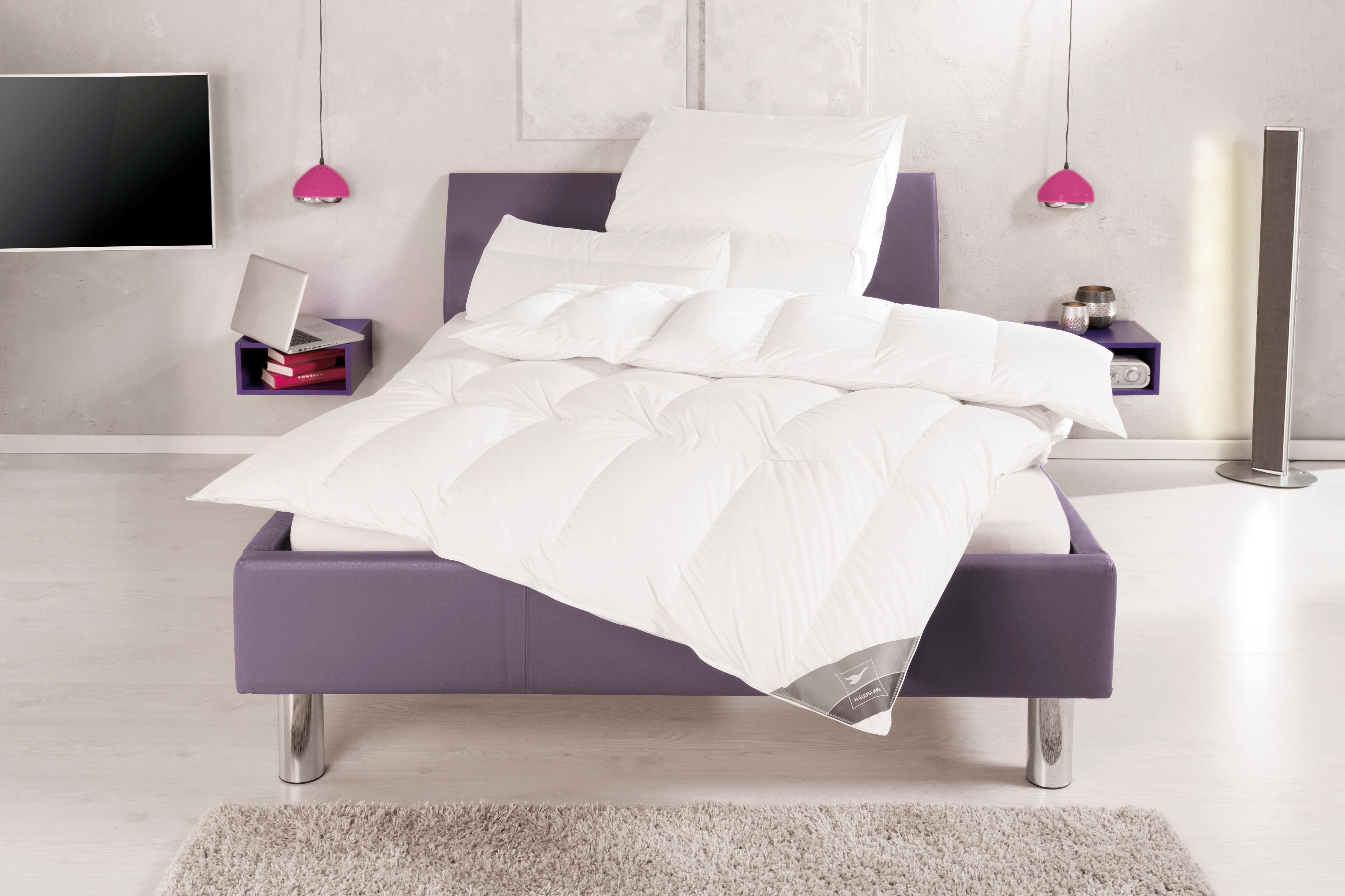 Federkissen HAEUSSLING "BodyPerfect ModernLine", weiß, B:80cm L:80cm, Bezug: 100% Baumwolle, Kopfkissen, Federkissen, Ideal für Seitenschläfer
