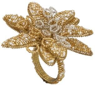 Saro Lifestyle Flower Design Beaded Napkin Rings (Set of 4)