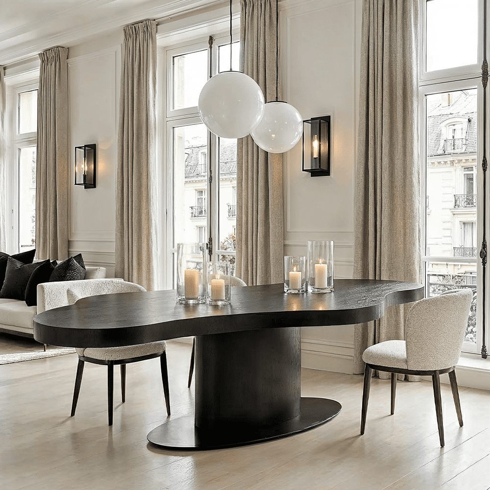 Hyde Dark Wood Wave Edge Dining Table